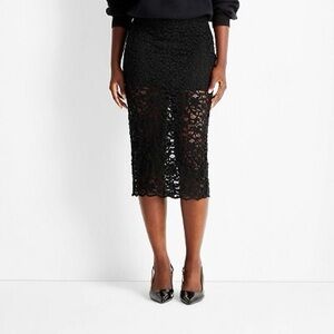 Women’s Black Lace Midi Skirt Future Collective  Black Sz S